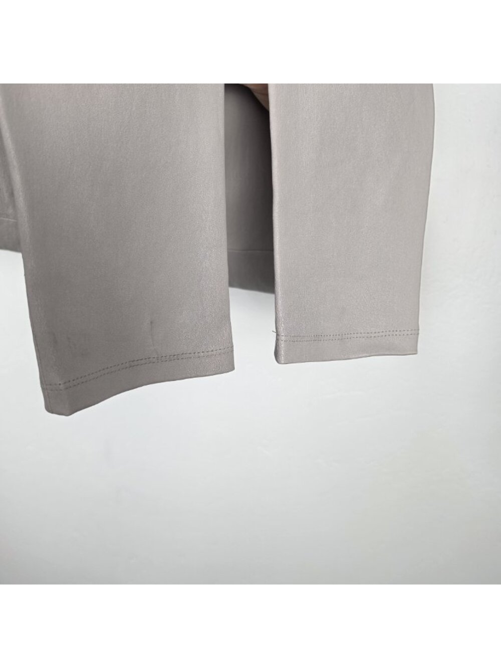 Helmut Lang Lamb Leather Pull On Pants Leggings Stretch Gray Taupe Size 6 - Picture 13 of 16